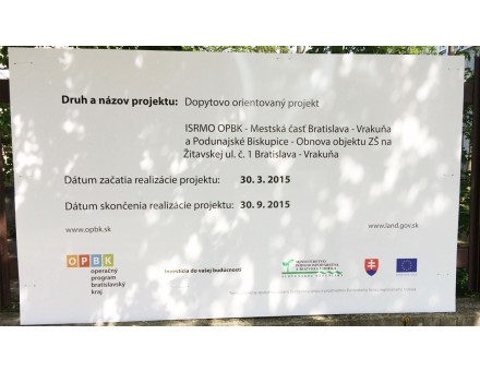 povinná publicita k projektu - miesto: Bratislava