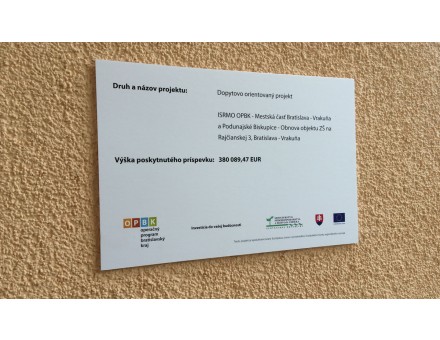 povinná publicita k projektu - miesto: Bratislava